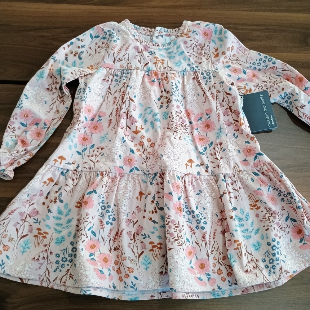 Charming Floral Kids Dress with Long Sleeves - Picture 1 of 6